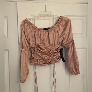 Almost Famous Blush Ruched Blouse NWT Size M
